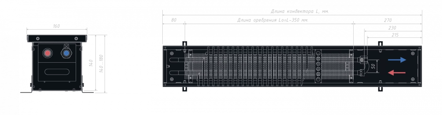 Длина конвектора 1000 мм