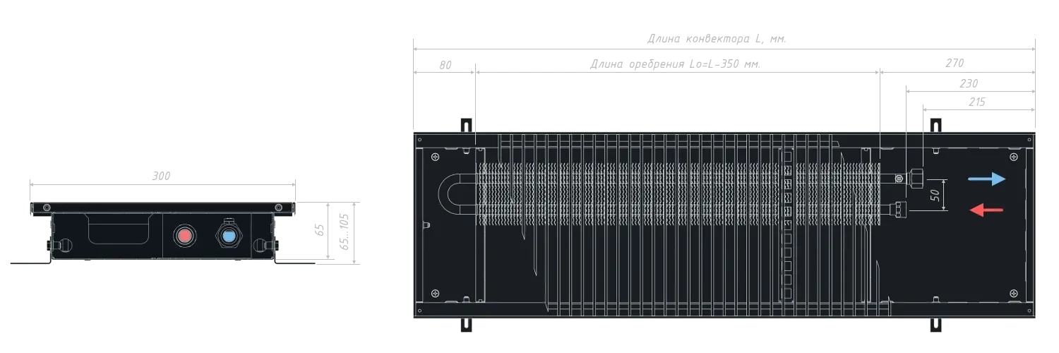 Конвектор 65 Высота конвектора 65 мм